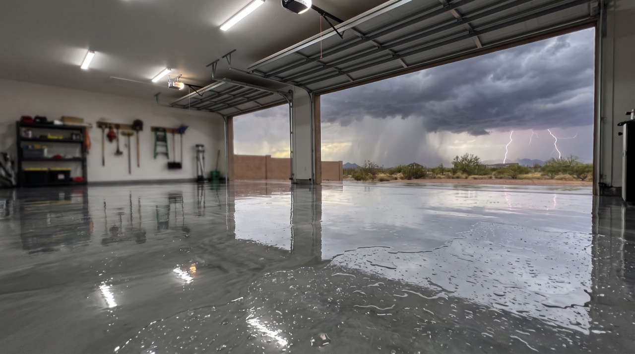 Epoxy flooring during Arizona monsoon season