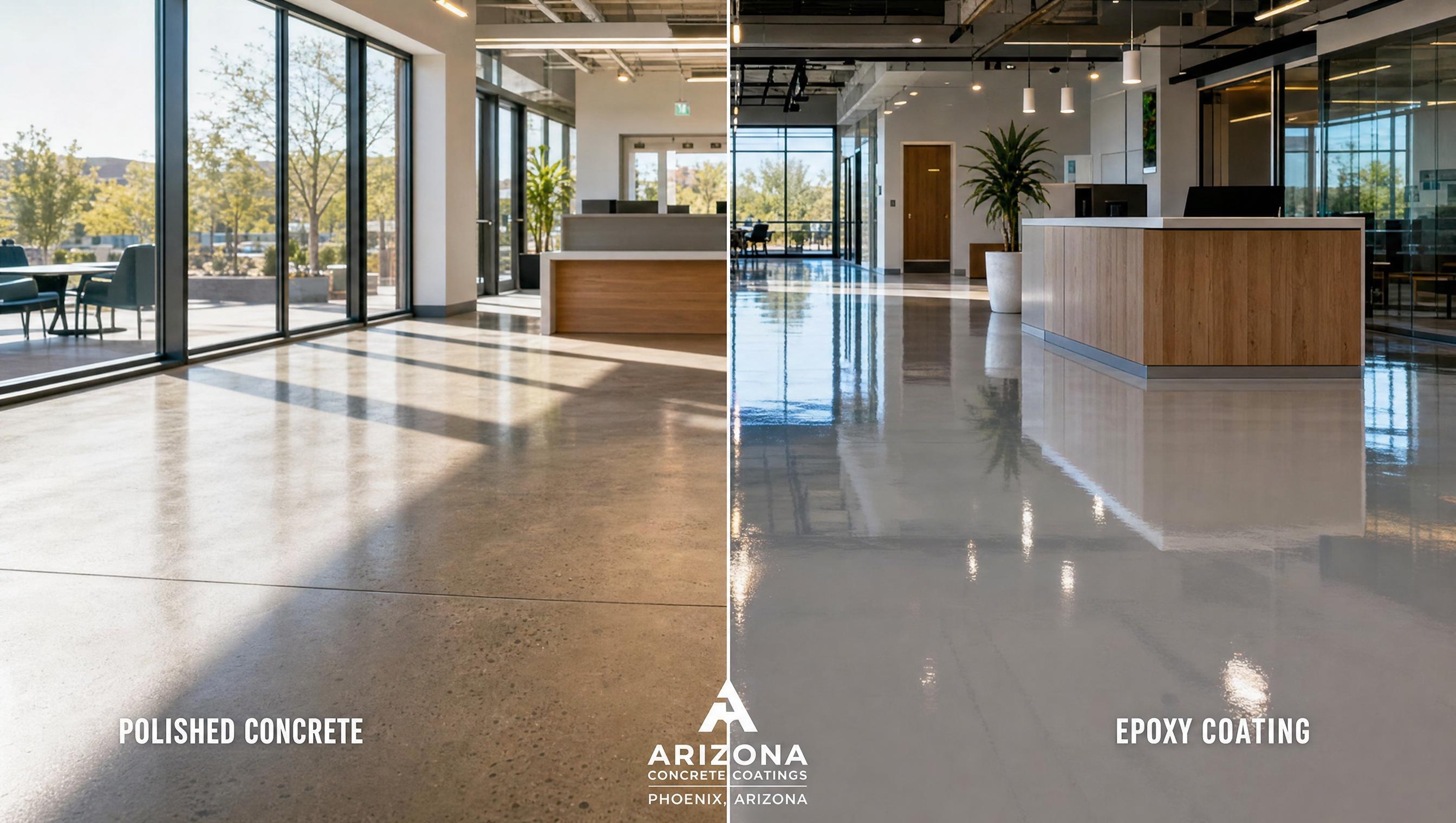 Polished concrete vs epoxy flooring Phoenix comparison